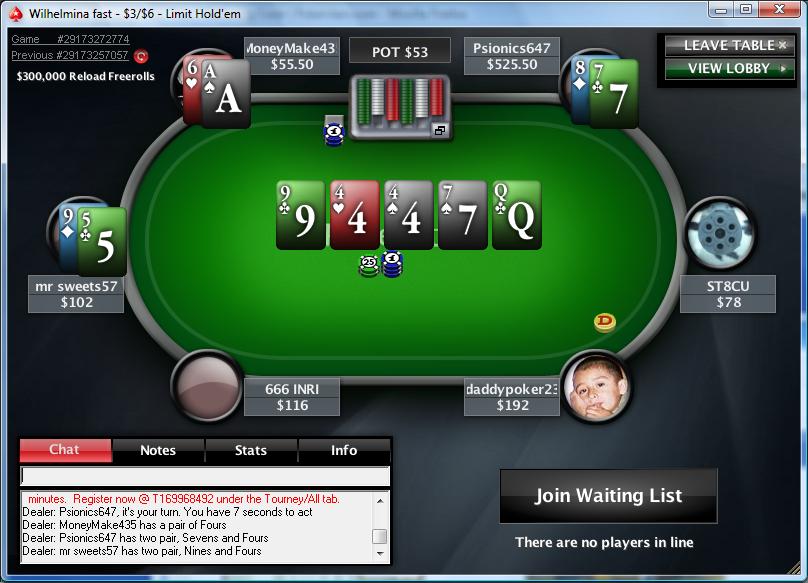 PokerStars table preview